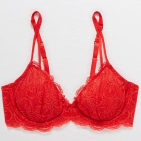 💜 2/$15 💜 Aerie Demi Red Lace Underwire Bra - Picture 1 of 10